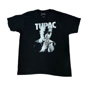 Tupac Men’s Graphic Pray to God Tshirt Black Cotton Blend Screen Print Sz Large
